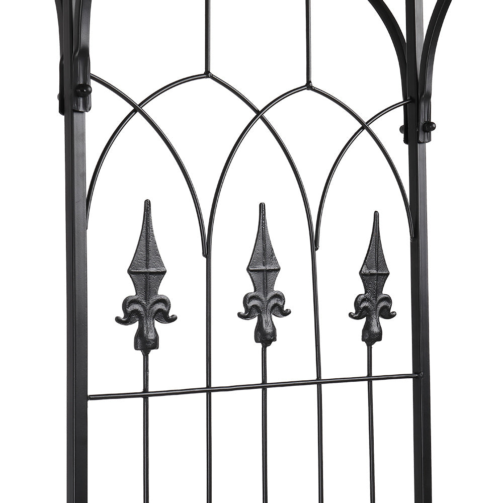 7.1ft Black Flat Top Wrought Iron, Courtyard Iron Arch Inkedjoy