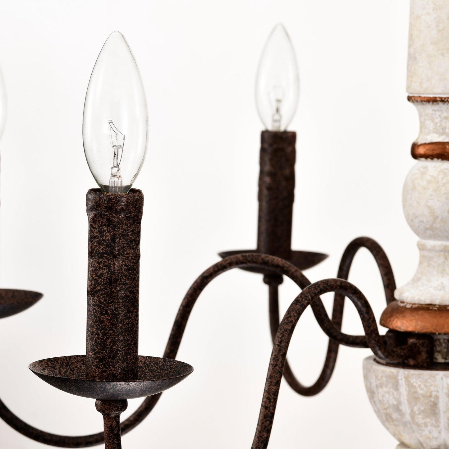 Retro White And Rust Color Chandelier With Light Fixture 6 Light E12 Inkedjoy