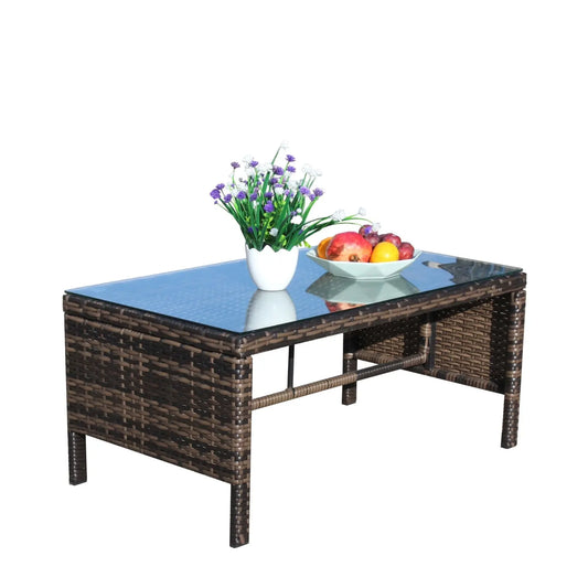 Outdoor Patio Furniture 1 Coffee Table With Clear Tempered Glass My Store