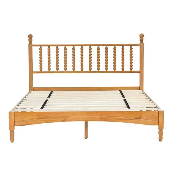 Queen Wood Bed Frame With Headboard, Solid Rubber Wood Bed My Store