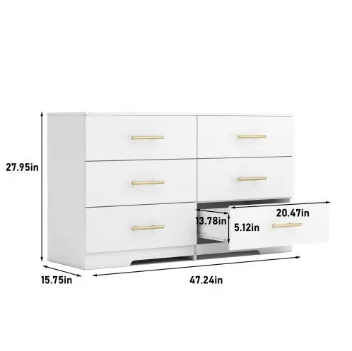 Large White Six Drawer Dresser My Store