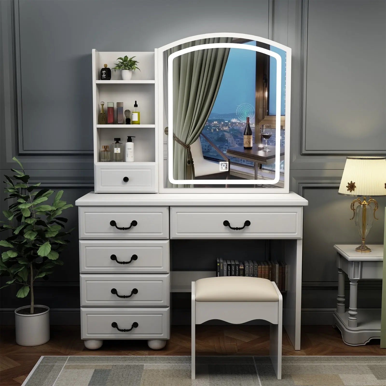 Vanity Desk With Mirror & Lights My Store
