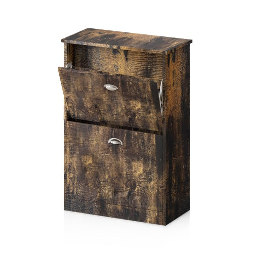 Shoe Cabinet,Hidden Slim Narrow Original Wood Color Inkedjoy