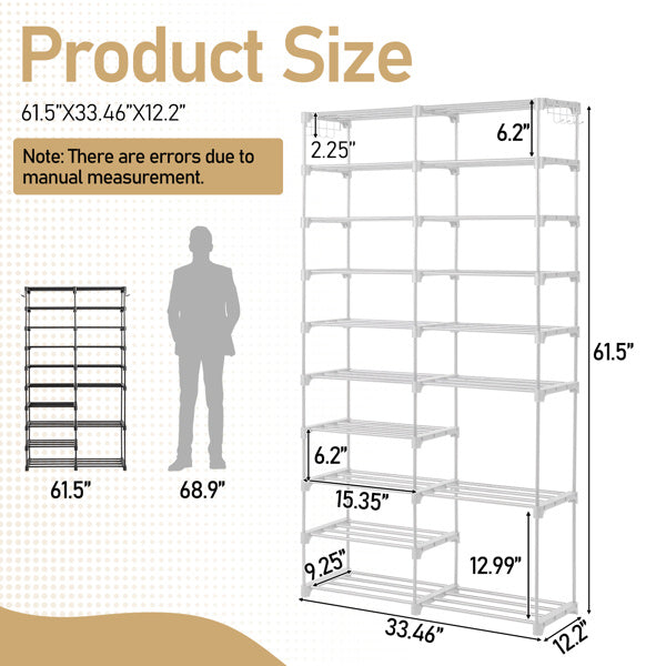 Double Row 10 Layer Non-woven Shoe Rack Inkedjoy