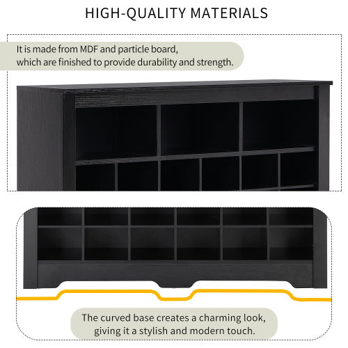 Stylish Design 24 Shoe Cabinet Console, Modern Black Inkedjoy