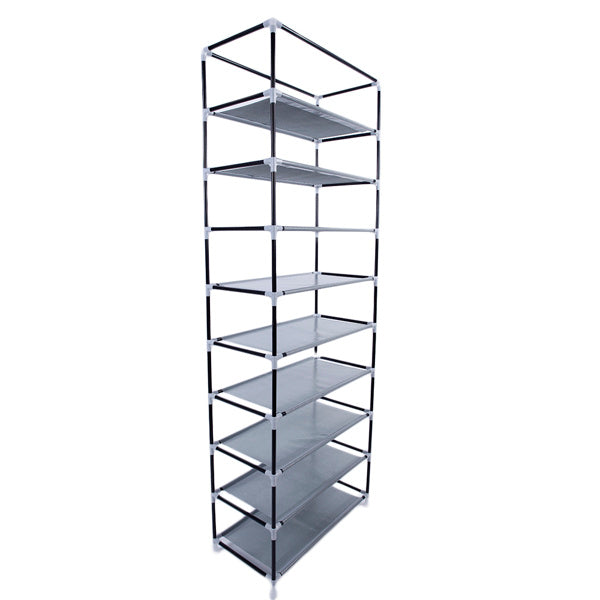 10 Layer 9-grid Non-woven Fabric Shoe Cabinet Purple Inkedjoy