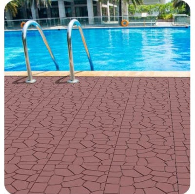 Plastic Interlocking Deck Tiles,44 Pack Patio Deck Tiles,12x12 Square Waterproof - Red Brown Inkedjoy