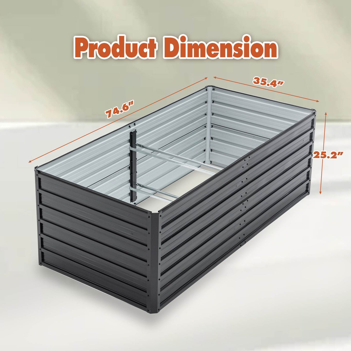 Outdoor Galvanized Raised Garden Bed Kit, Black Rectangle Planter Inkedjoy