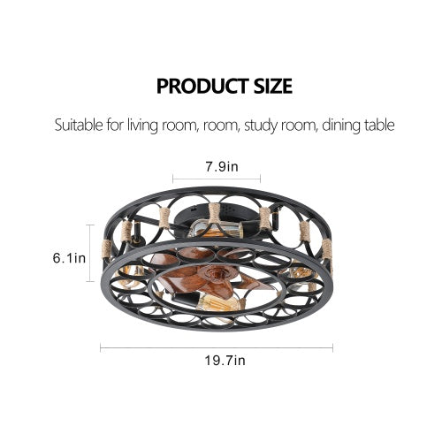 Cage Ceiling Fan With Light Remote Control Inkedjoy