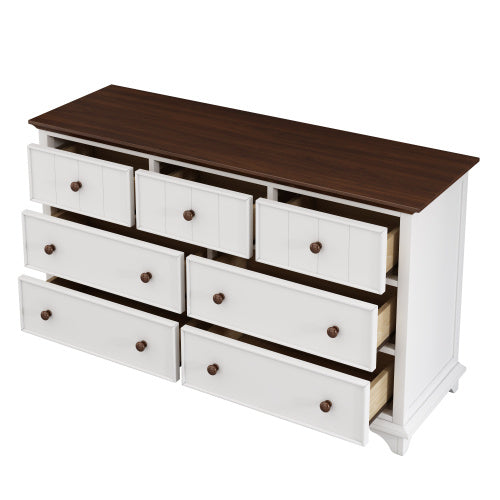 Wooden Captain Seven-Drawer Dresser- White Walnut My Store