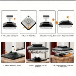 4 Pack Solar Outdoor Post Pap Lights Cold White IP65 Waterproof Inkedjoy