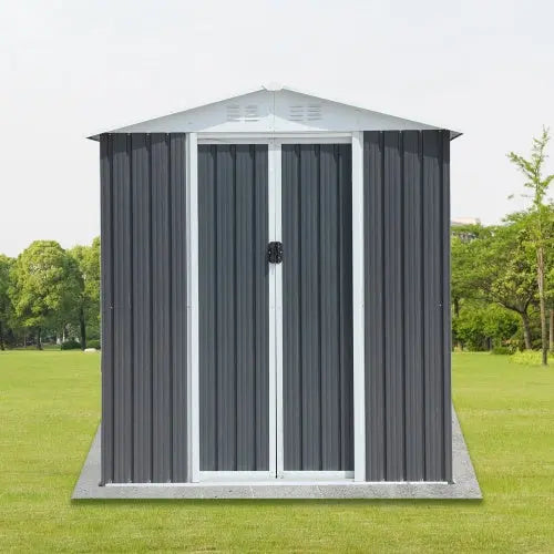 6FTx4FT Apex Roof Outdoor Tool Storage With Aluminum Alloy Frame And Sliding Door My Store