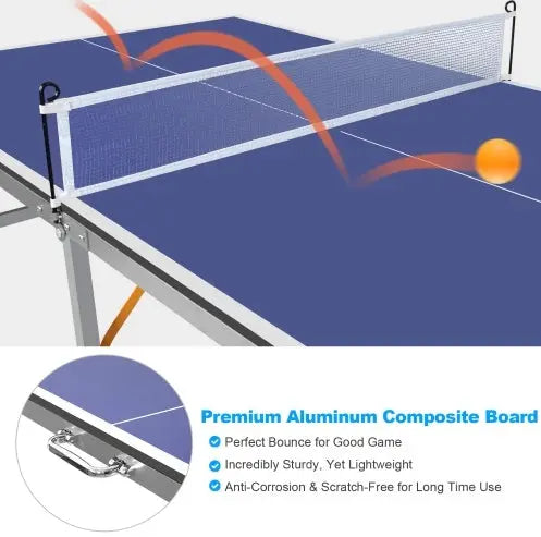 6ft Mid-Size Table Tennis Table Foldable Portable Ping Pong Table Set For Indoor  Outdoor Games With Net, 2 Table Tennis Paddles And 3 Balls My Store