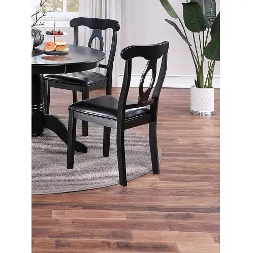 Classic Design Dining Room 5pc Set Round Table 4x Side Chairs Black My Store