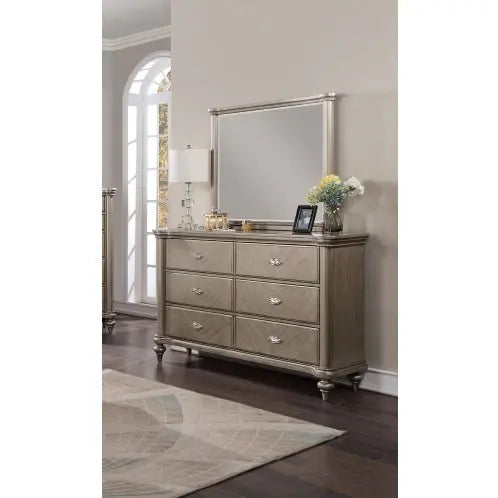 Antique Silver Champagne Finish Dresser W Mirror My Store