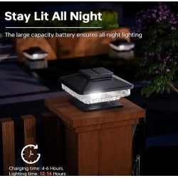 4 Pack Solar Outdoor Post Pap Lights Cold White IP65 Waterproof Inkedjoy