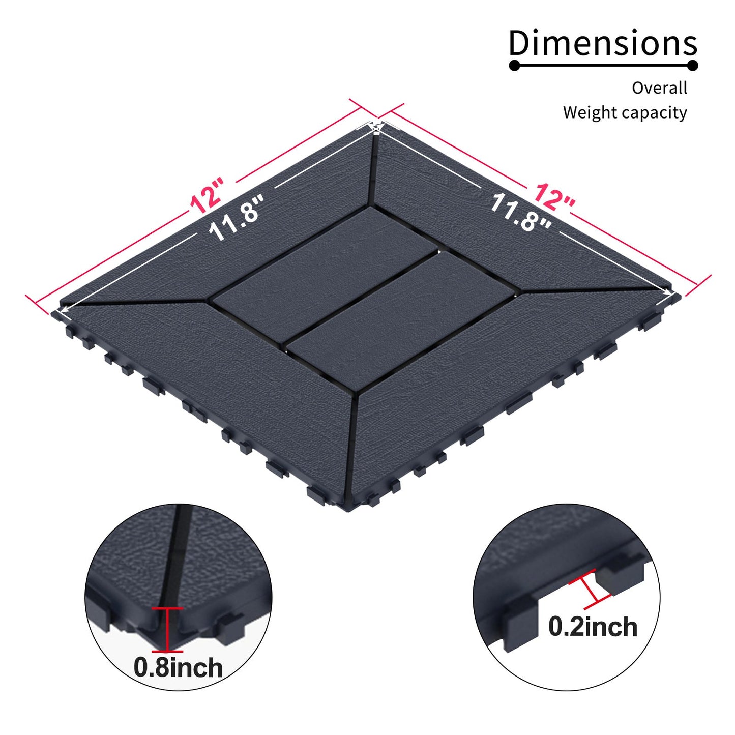 Waterproof, Wear-resistant, DIY Assembly, Garden, Courtyard, Balcony,plastic Flooring Inkedjoy