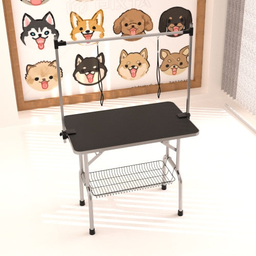 Professional Dog Pet Grooming Table Large Adjustable Heavy Duty Portable With Armrests And Lasso & Grid Tray Inkedjoy