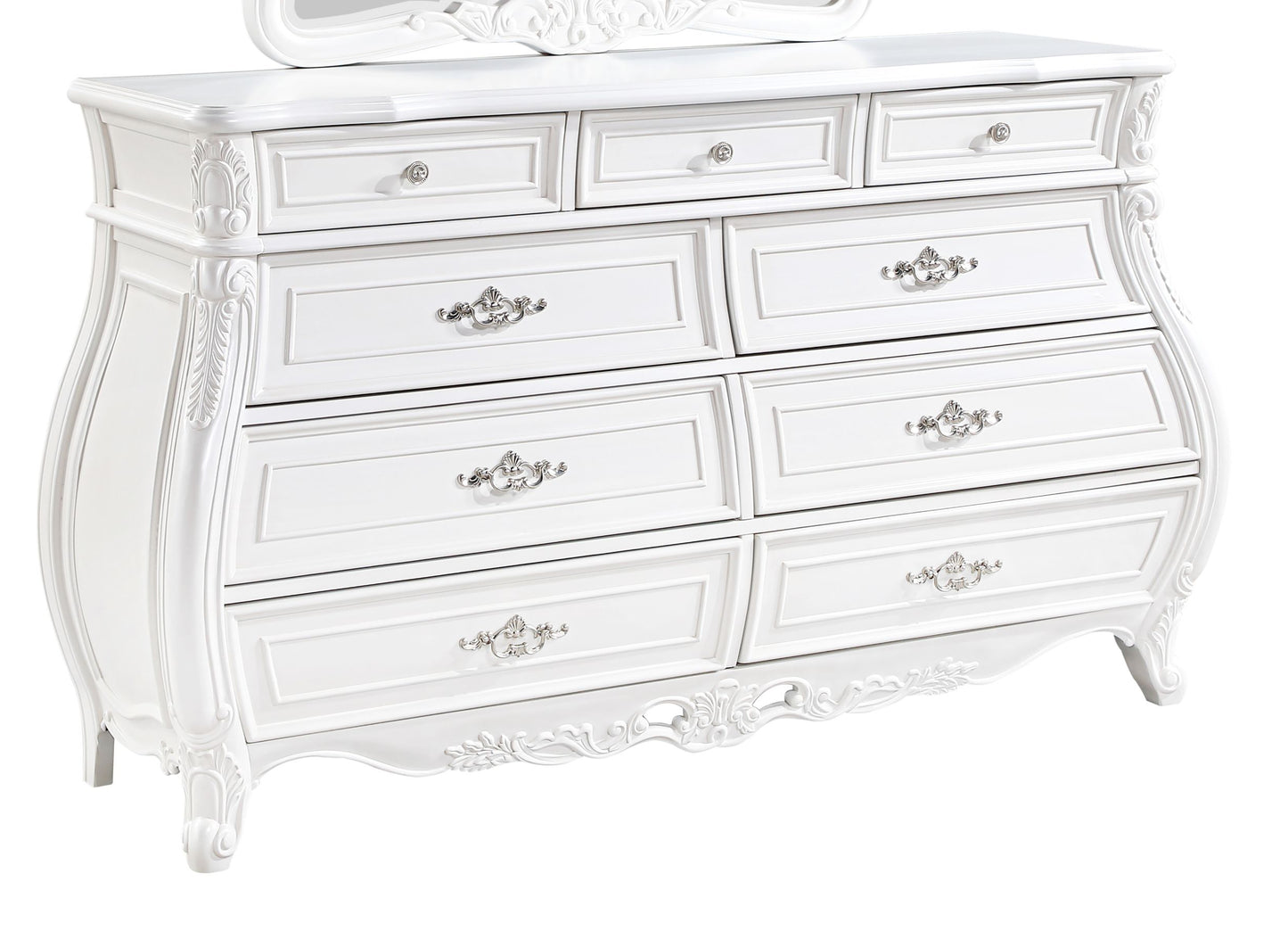 Modern 5-Piece Queen Bedroom Set in Pearl White Wood Finish - Ohberri
