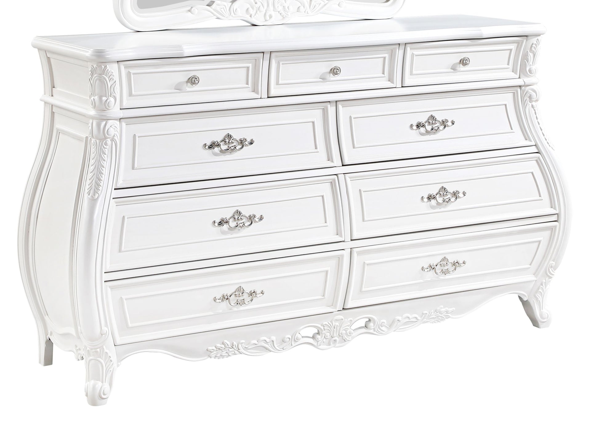 Modern 5-Piece Queen Bedroom Set in Pearl White Wood Finish - Ohberri