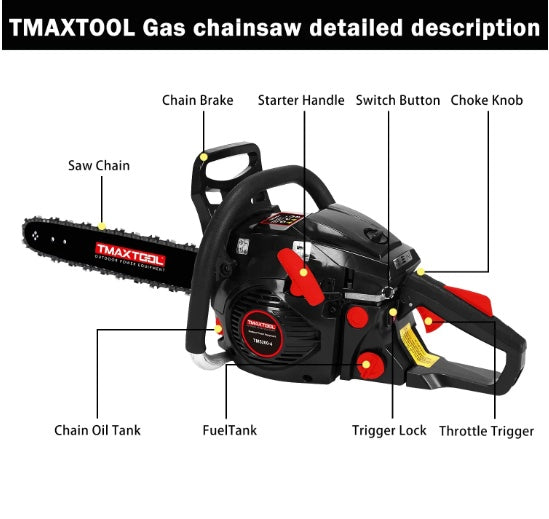 Powerful 20 Inch Gas Chainsaw With 2 Stroke Perfect For Pruning My Store