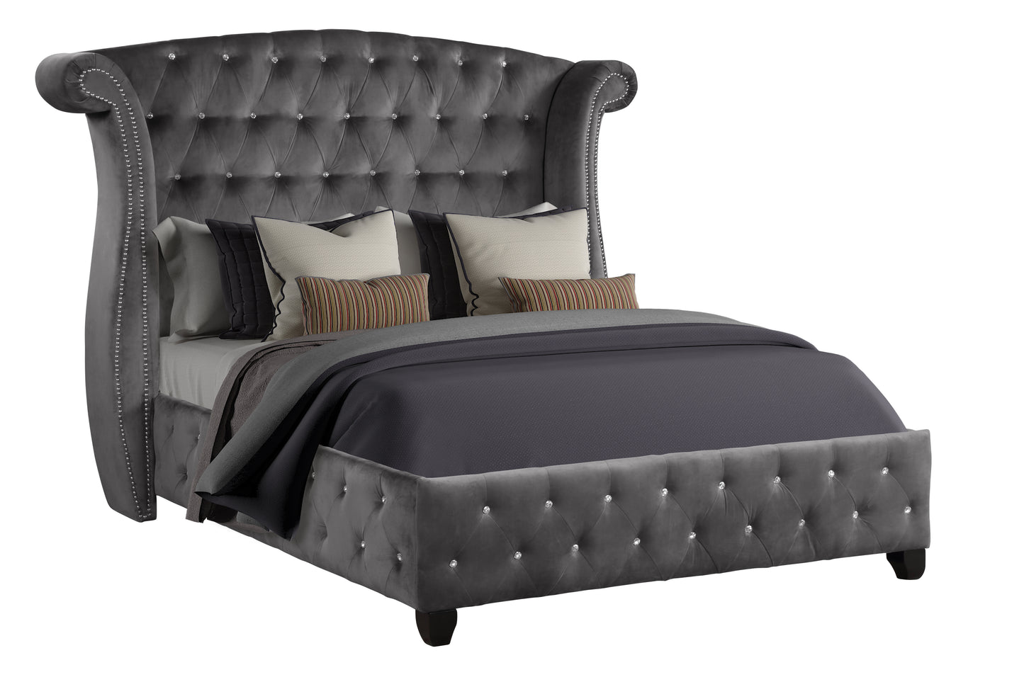 5-Piece Gray Wood Upholstered Bedroom Vanity Set for Stylish Home Decor - Ohberri