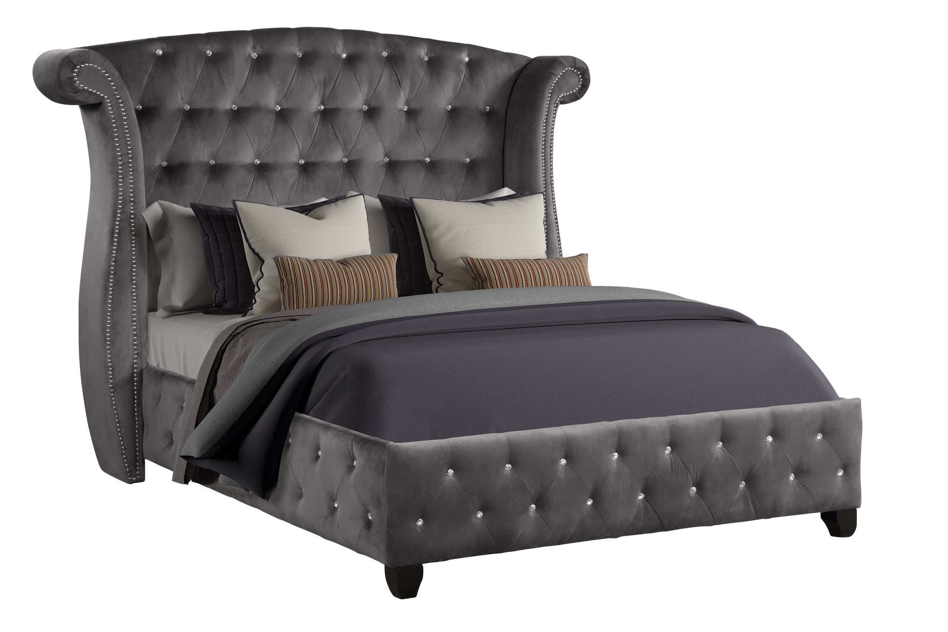 5-Piece Gray Wood Upholstered Bedroom Vanity Set for Stylish Home Decor - Ohberri