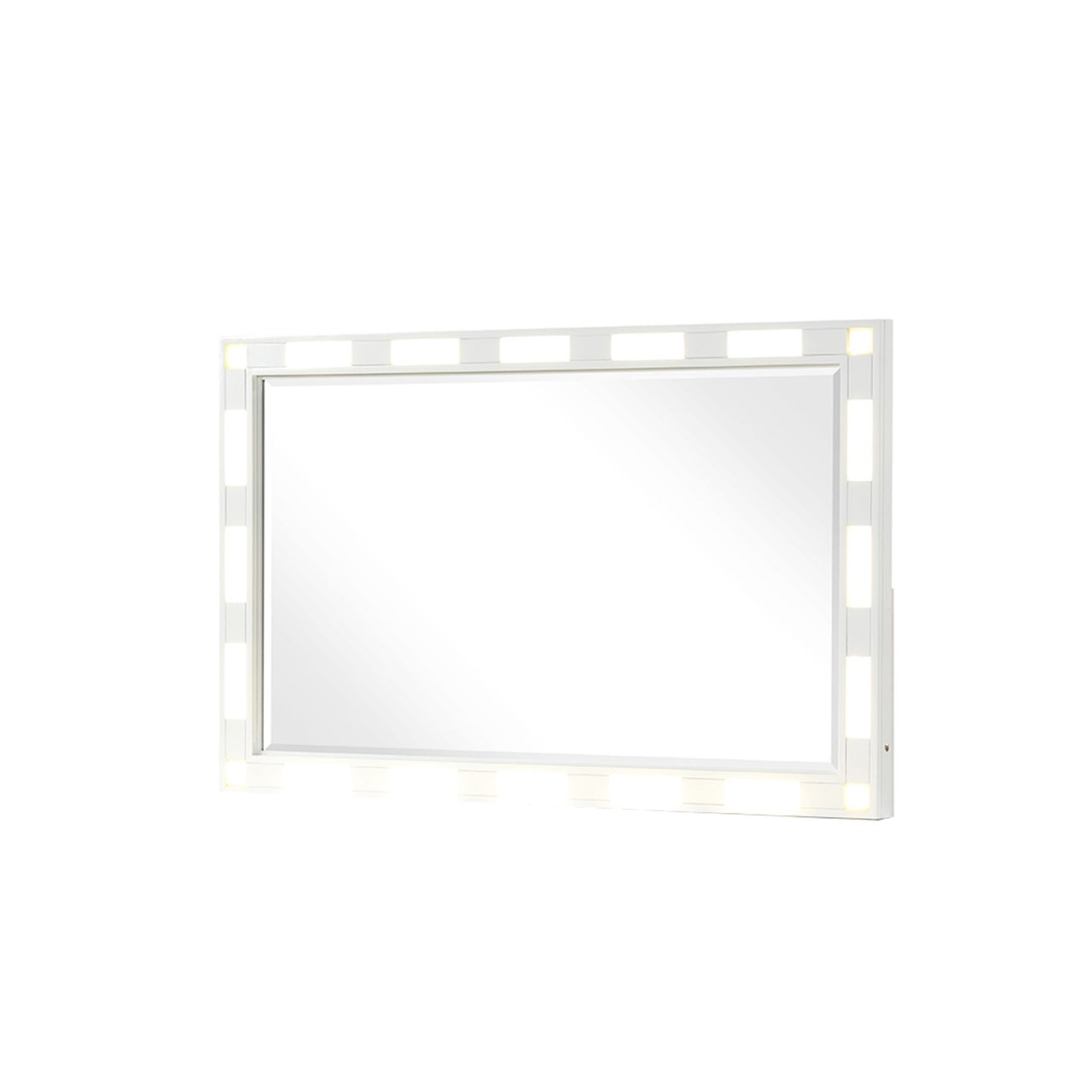 5-Pc LED Bedroom Set in Milky White Wood Finish - Ohberri