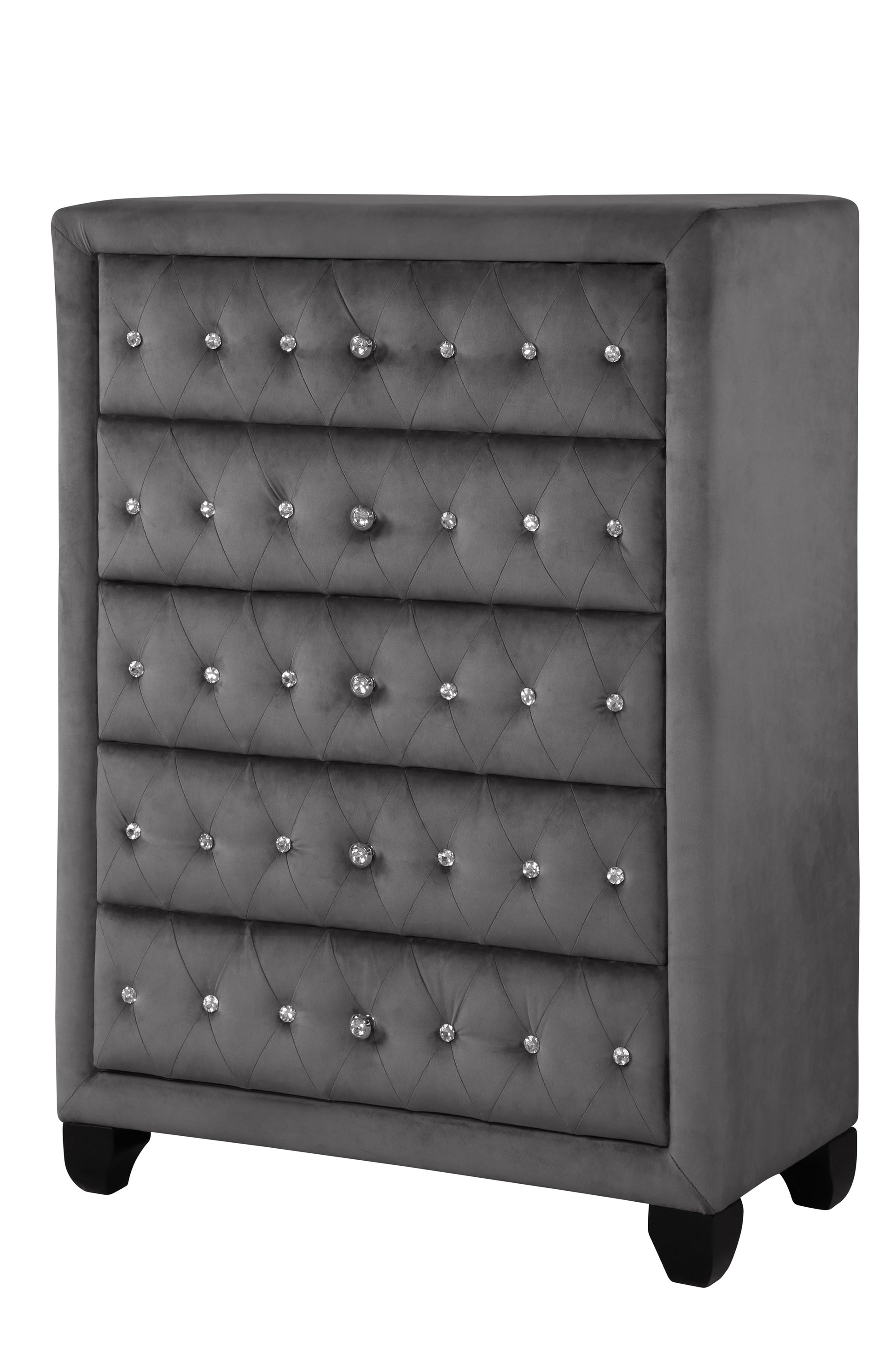 5-Piece Gray Wood Upholstered Bedroom Vanity Set for Stylish Home Decor - Ohberri