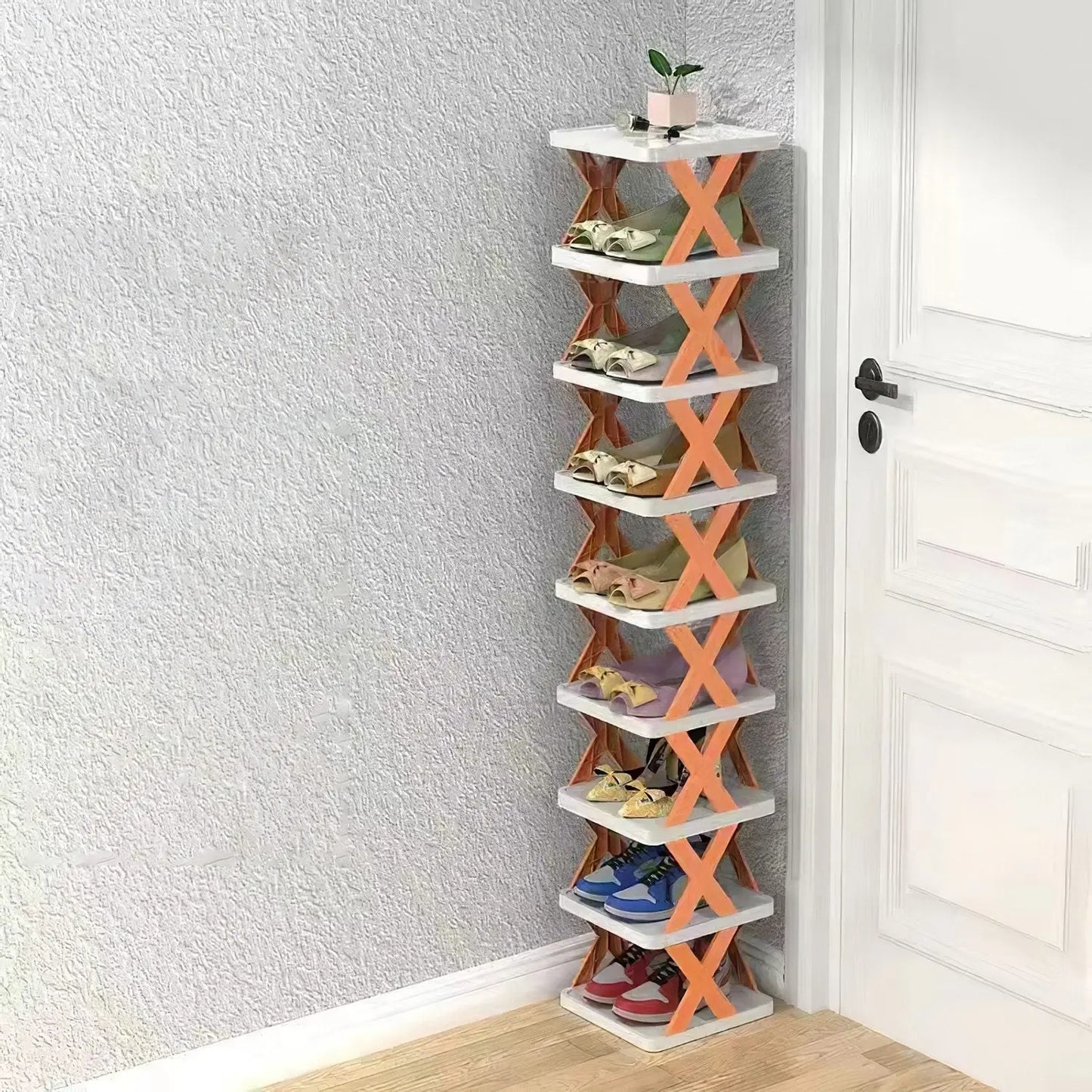 1Pc 9Tier Narrow Entryway Shoe Rack Plastic Vertical Organizer Space Inkedjoy