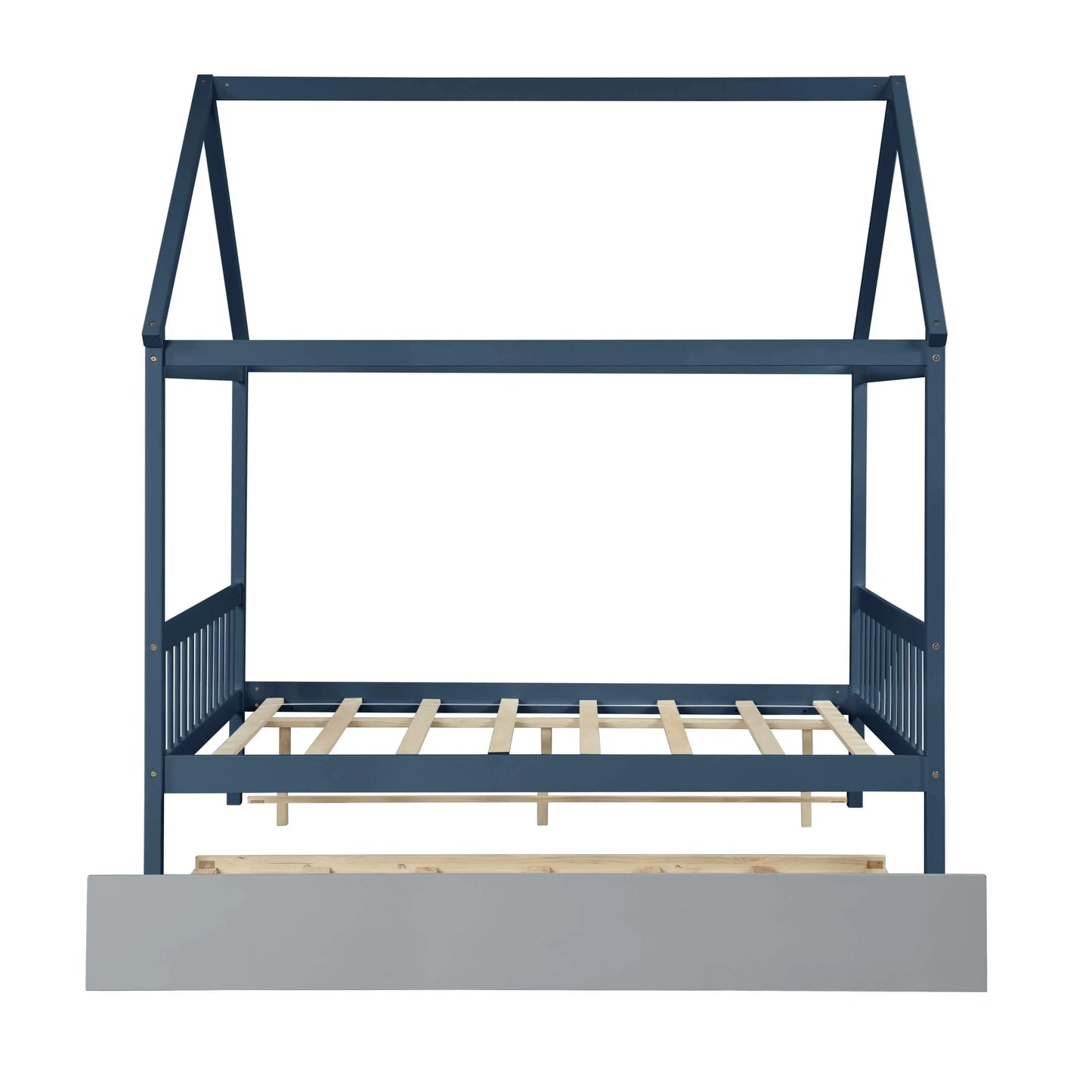 NAVY BLUE HOUSE FULL BED WITH TRUNDLE OF GREY COLOR My Store