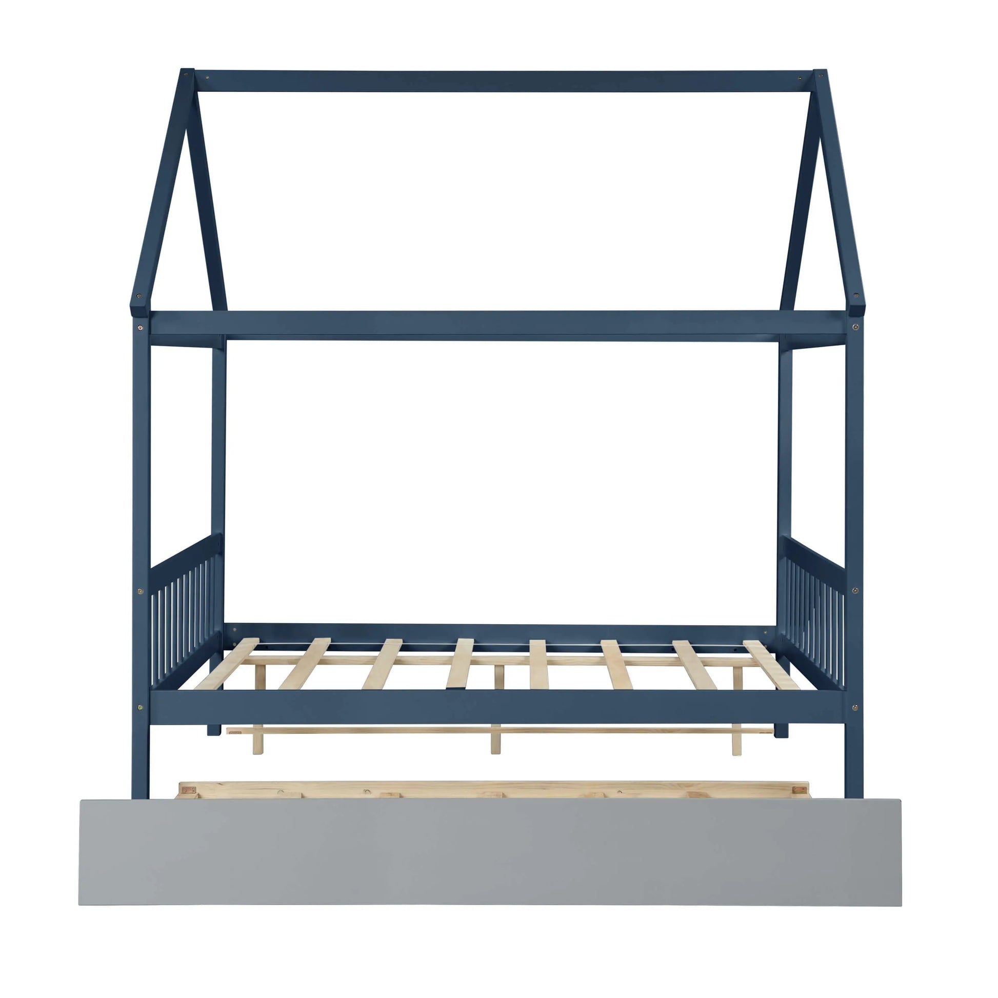 NAVY BLUE HOUSE FULL BED WITH TRUNDLE OF GREY COLOR My Store