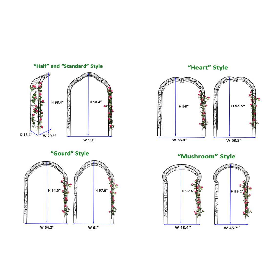 Metal Garden Arch Assemble Freely With 8 Styles Arbor Trellis Climbing Plants Outdoor Inkedjoy