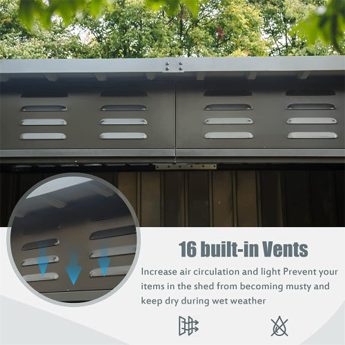 Shed With Sloping Roof Galvanized Steel Frame 6x4ft- Dark Gray Inkedjoy