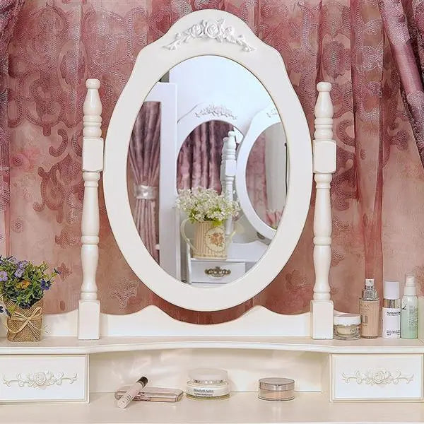 Four Drawer Single Mirror Dressing Table Set My Store