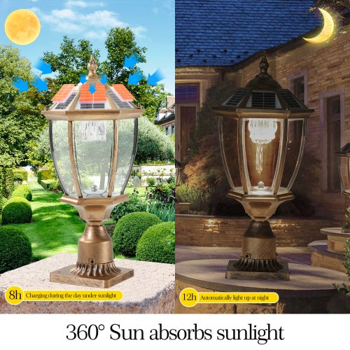 Vintage Gold Solar Pillar Headlight With Dimmable LED 1-Pack My Store