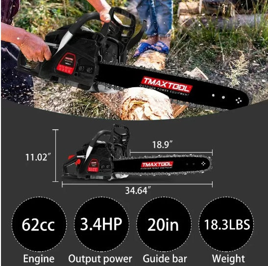 Powerful 20 Inch Gas Chainsaw With 2 Stroke Perfect For Pruning My Store