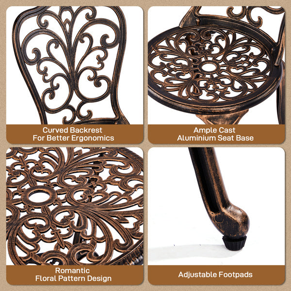 2pcs Single Chairs And 1pc Round Table Butterfly Shaped Antique Bronze Casting Set Inkedjoy