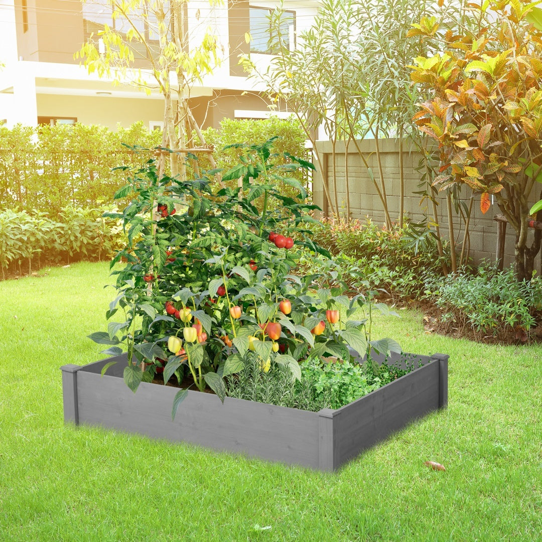 Raised Planting Bed, Outdoor Floor Standing Wooden Planting Box Inkedjoy