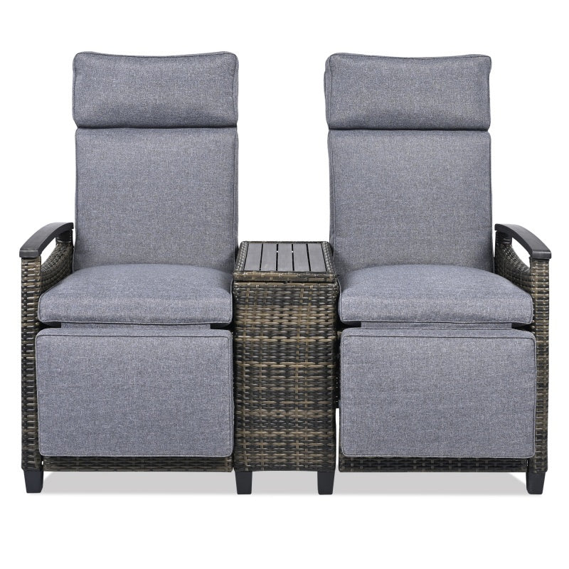 Lounge Chair Double Sofa, Adjustable Backrest Willow Inkedjoy