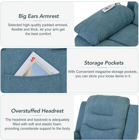 Massage Recliner And Heating Function And Side Pocket My Store