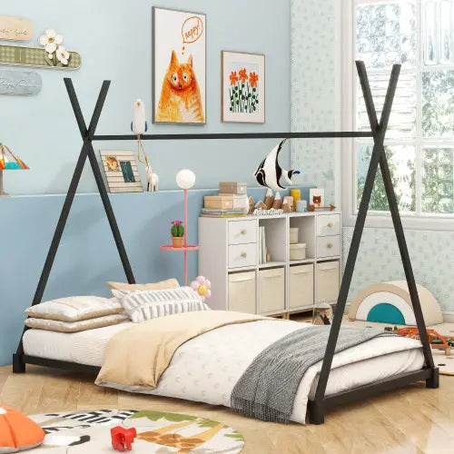 Metal Twin Size House Platform Bed With Triangle Structure My Store