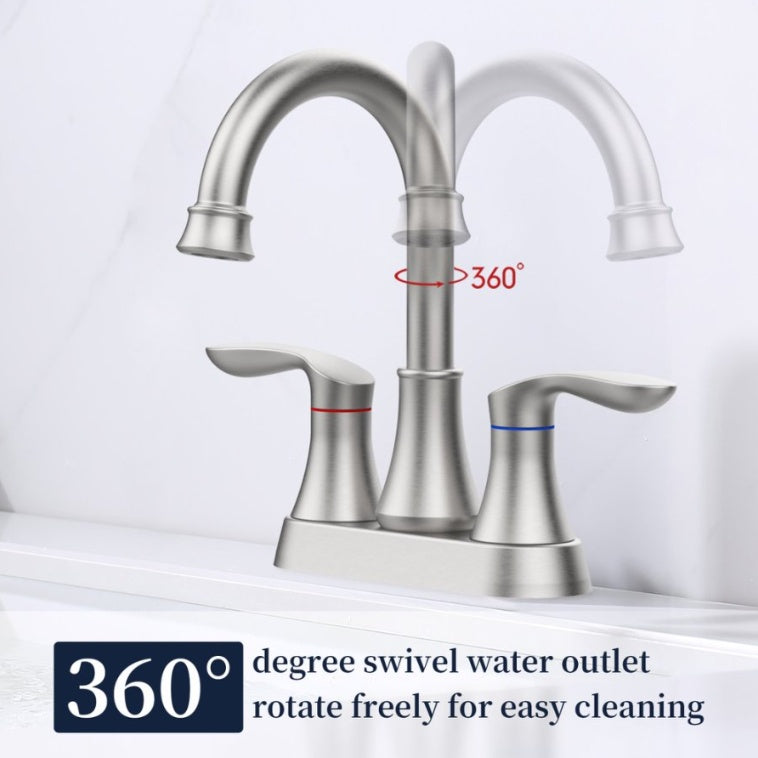 2-Handle 4-Inch Brushed Nickel Bathroom Faucet Ohberri
