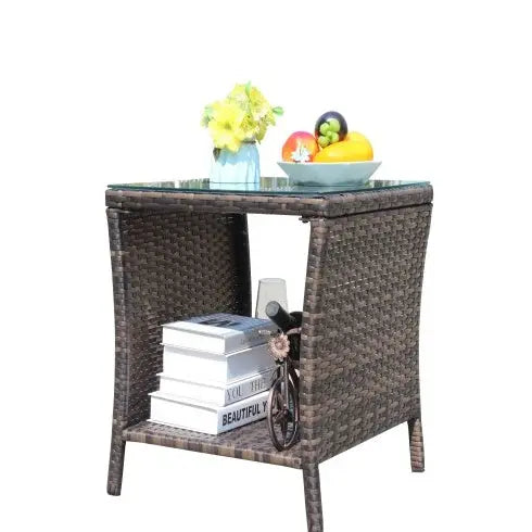 Outdoor Patio Furniture 1 Coffee Table With Clear Tempered Glass My Store