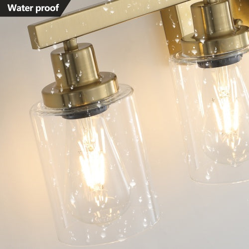 Gold 5 Light Vanity Light With Clear Glass Shade, Modern Iron Bathroom Wall Fixture My Store
