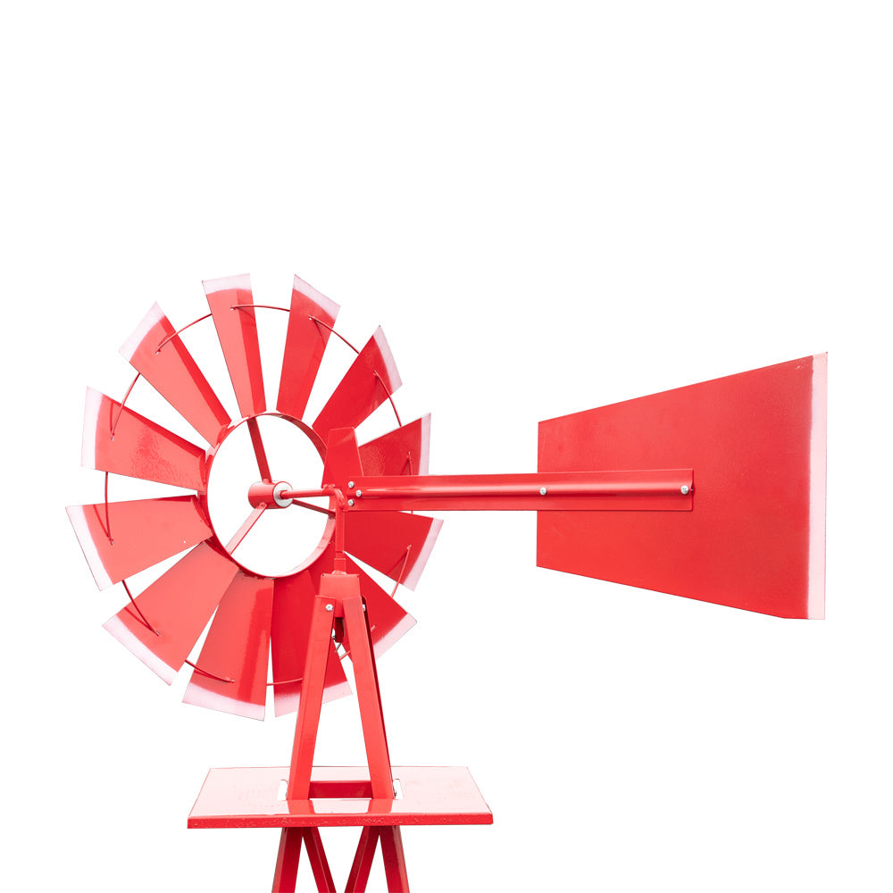8FT Weather Resistant Yard Garden Windmill Red Inkedjoy