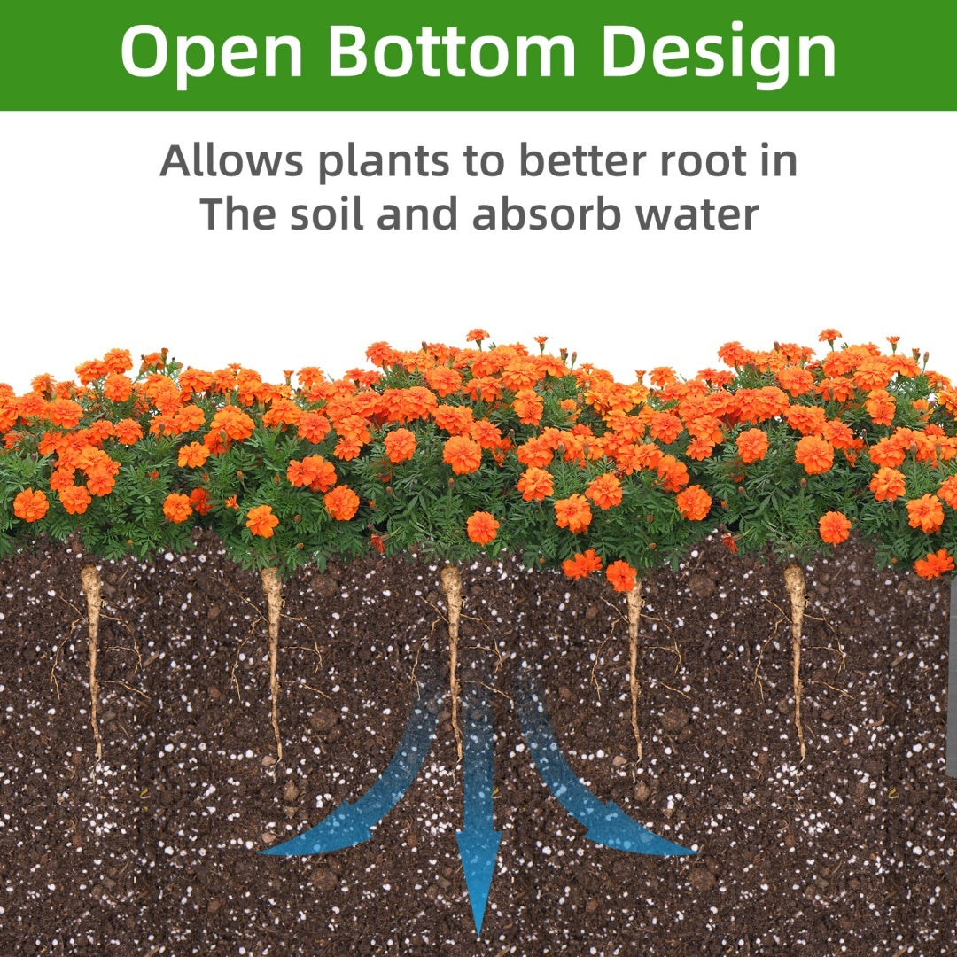 Raised Planting Bed, Outdoor Floor Standing Wooden Planting Box Inkedjoy