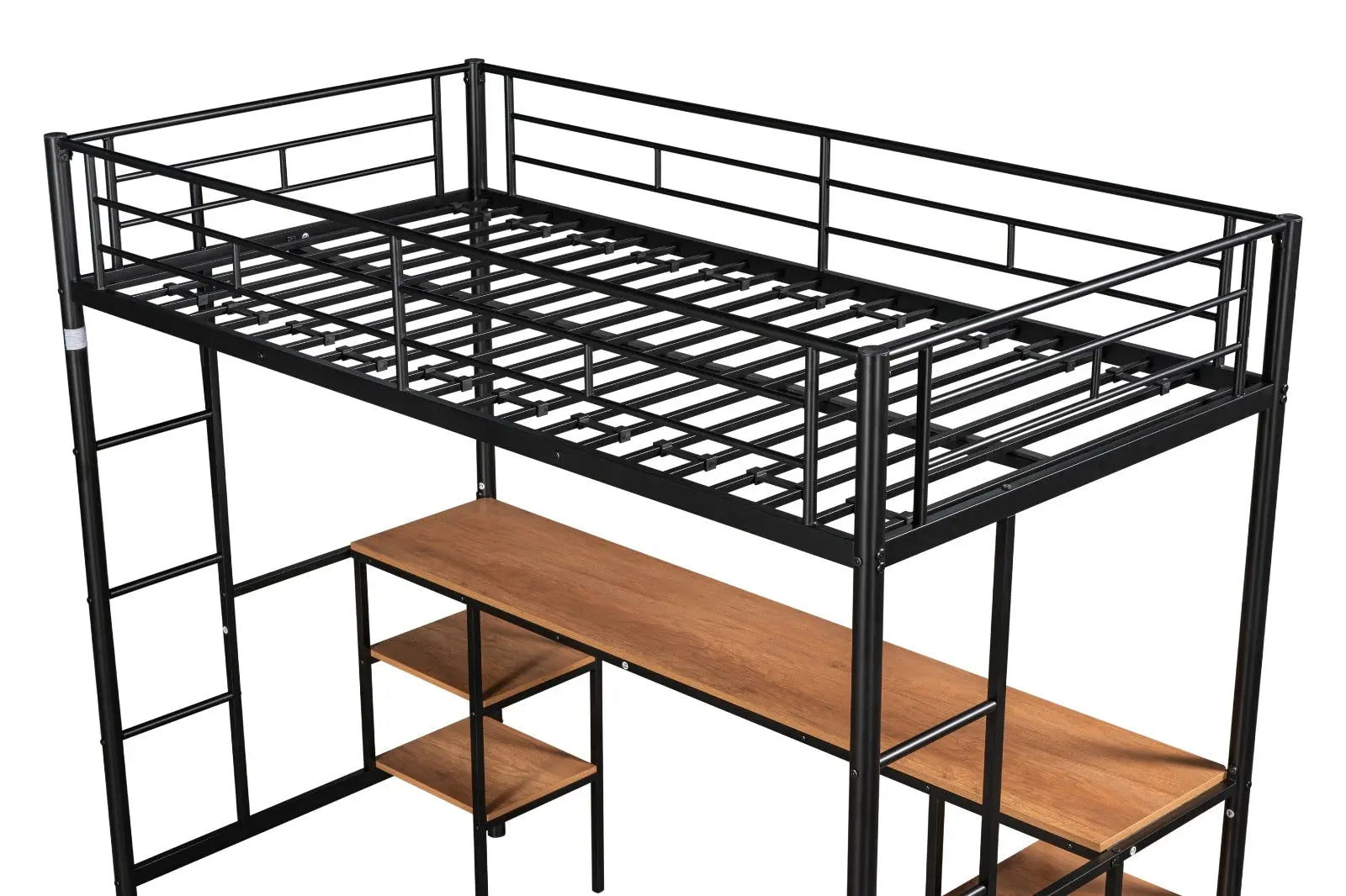 Twin-Size Loft Bed With Built-in Table & Shelves - Heavy-Duty Metal My Store