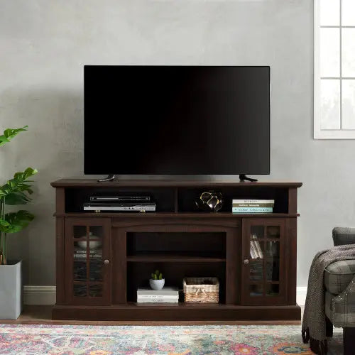 Classic TV Media Stand Modern Entertainment Console For TV Up To 65 With Open And Closed Storage Space Espresso 58.25W15.75D32H My Store