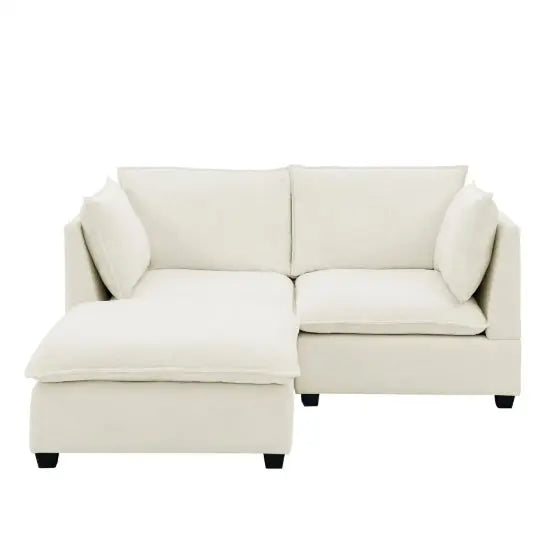 Sectional With Ottoman- Beige White My Store